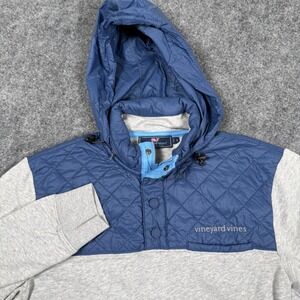 Vineyard Vines Sweater Small Gray Blue Quilted Shep Performance Long Sleeve Mens